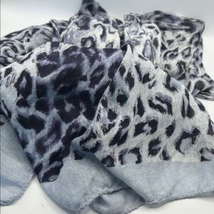Leopard Print Scarf in Blue and Gray